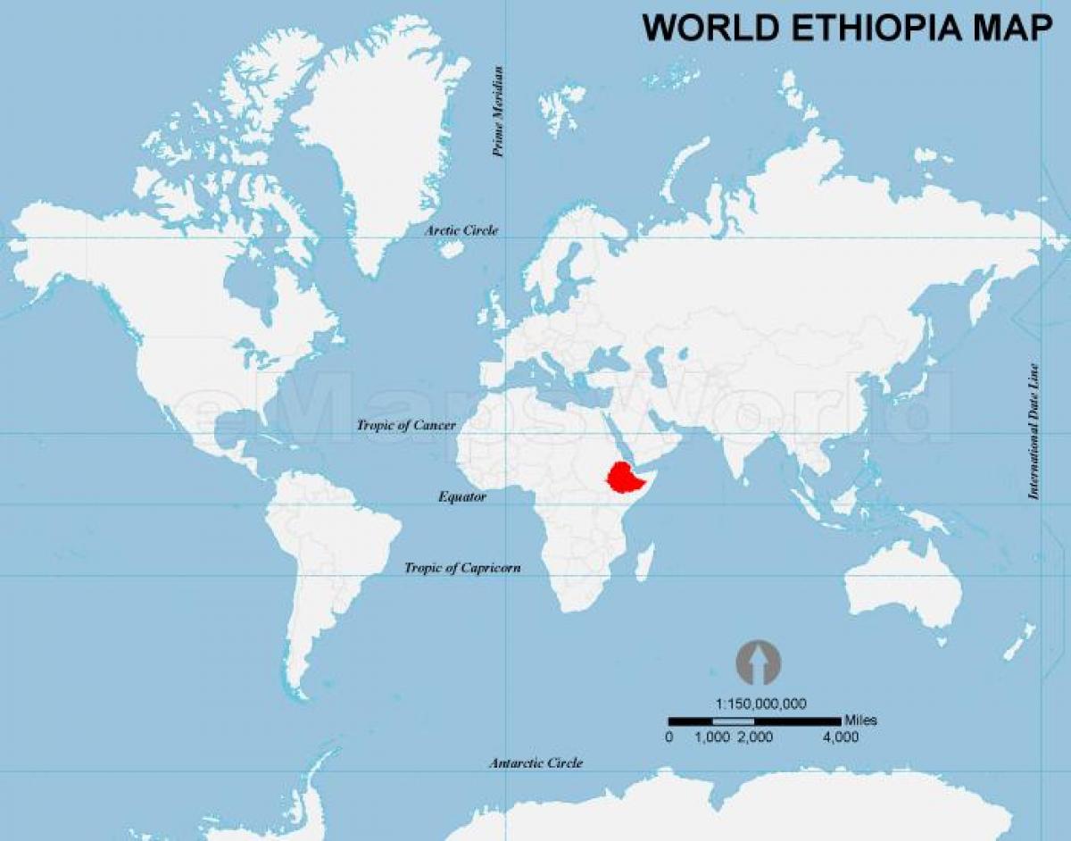 világ térkép Etiópia helye