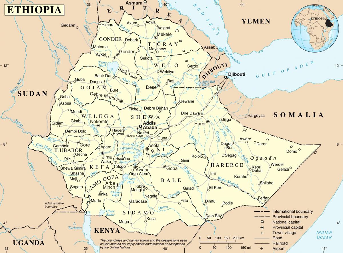 politikai térkép Etiópia
