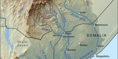 Térkép Etióp folyók