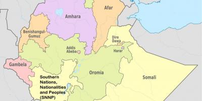 Etiópia regionális államok térkép