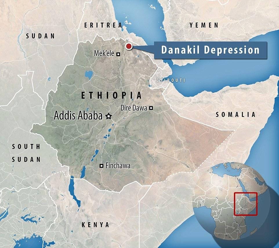 danakil depresszió Etiópia térkép