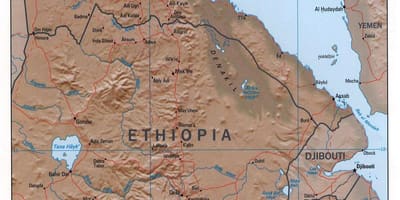 Térkép észak-Etiópia