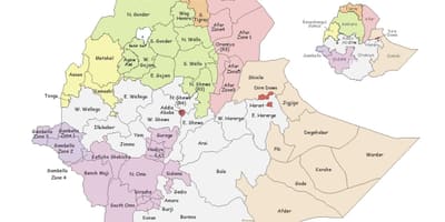 Etióp térkép által régió