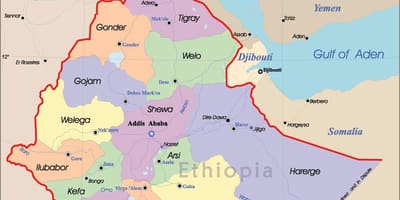 Etiópia térkép városok
